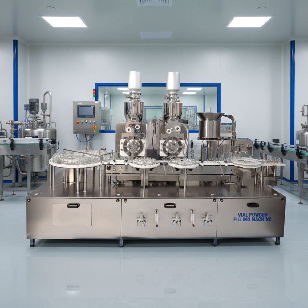 Automatic Injectable Vial Dry Powder Filling & Stoppering Machine (Single Wheel / Head) (Volumetric) - Image 2