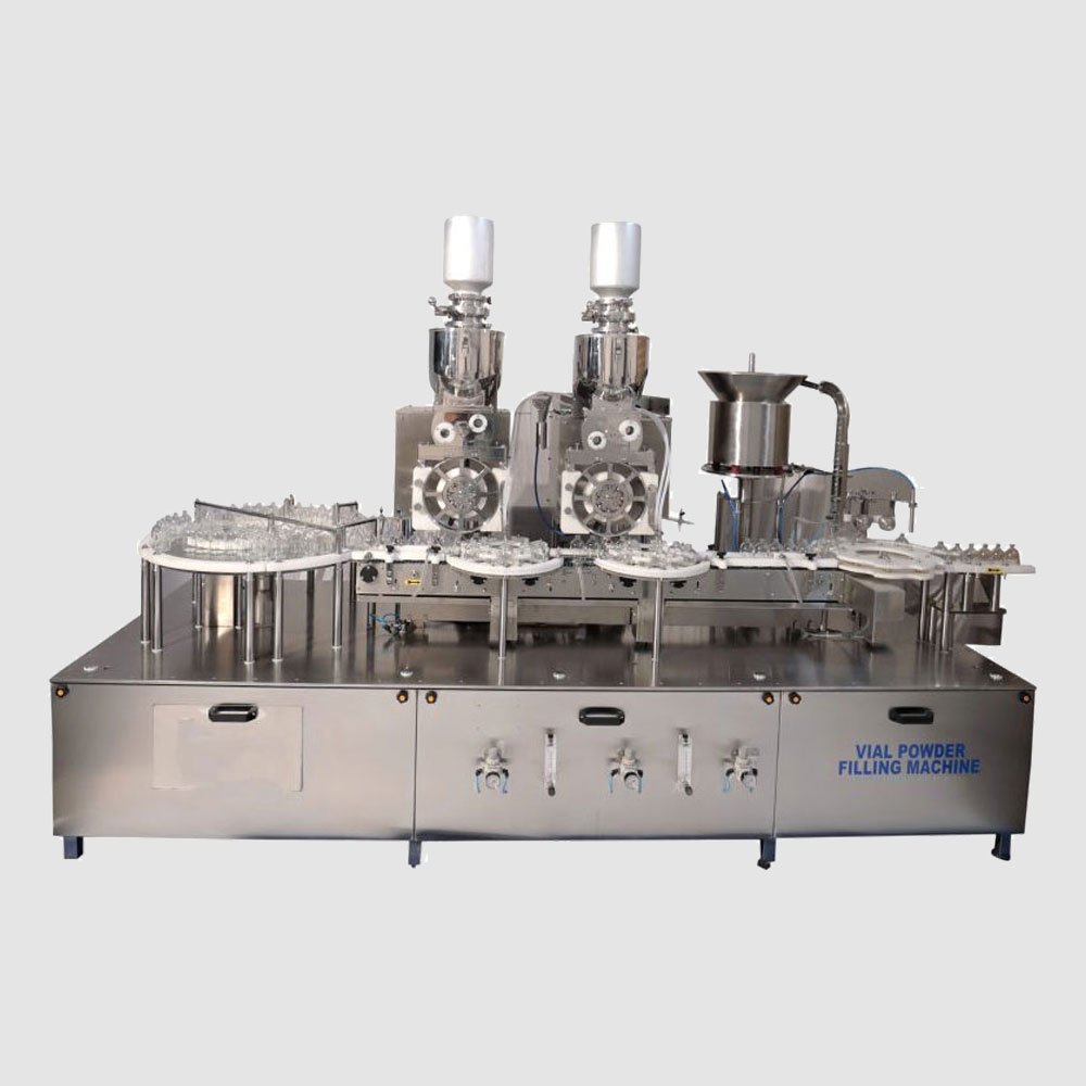 Automatic Injectable Vial Dry Powder Filling & Stoppering Machine (Single Wheel / Head) (Volumetric)