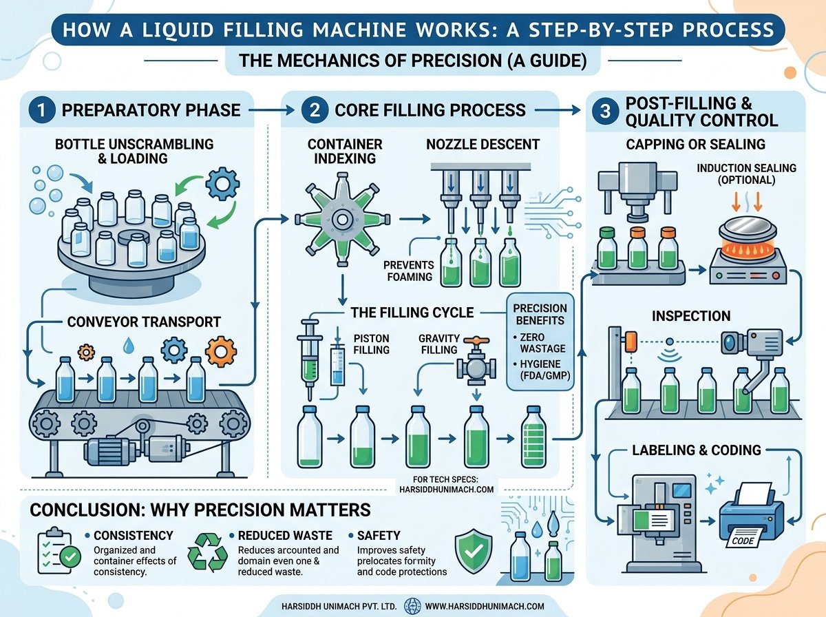 How Does a Liquid Filling Machine Work? Step-by-Step Process