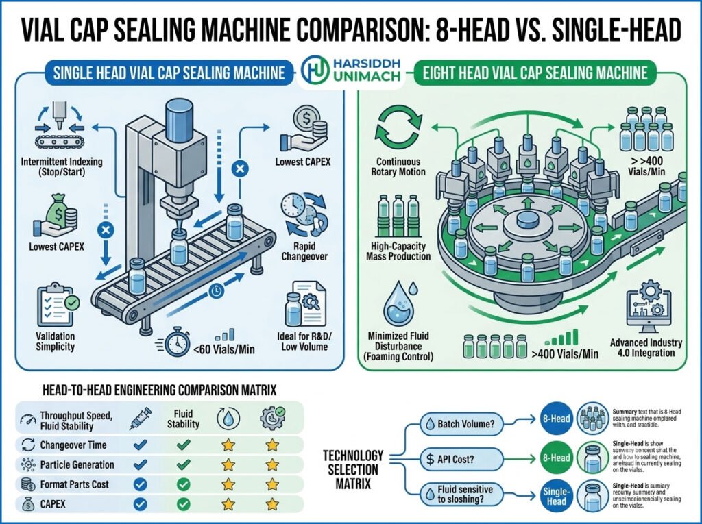 Eight Head Vial Cap Sealing Machine vs. Single Head Vial Cap Sealing Machine