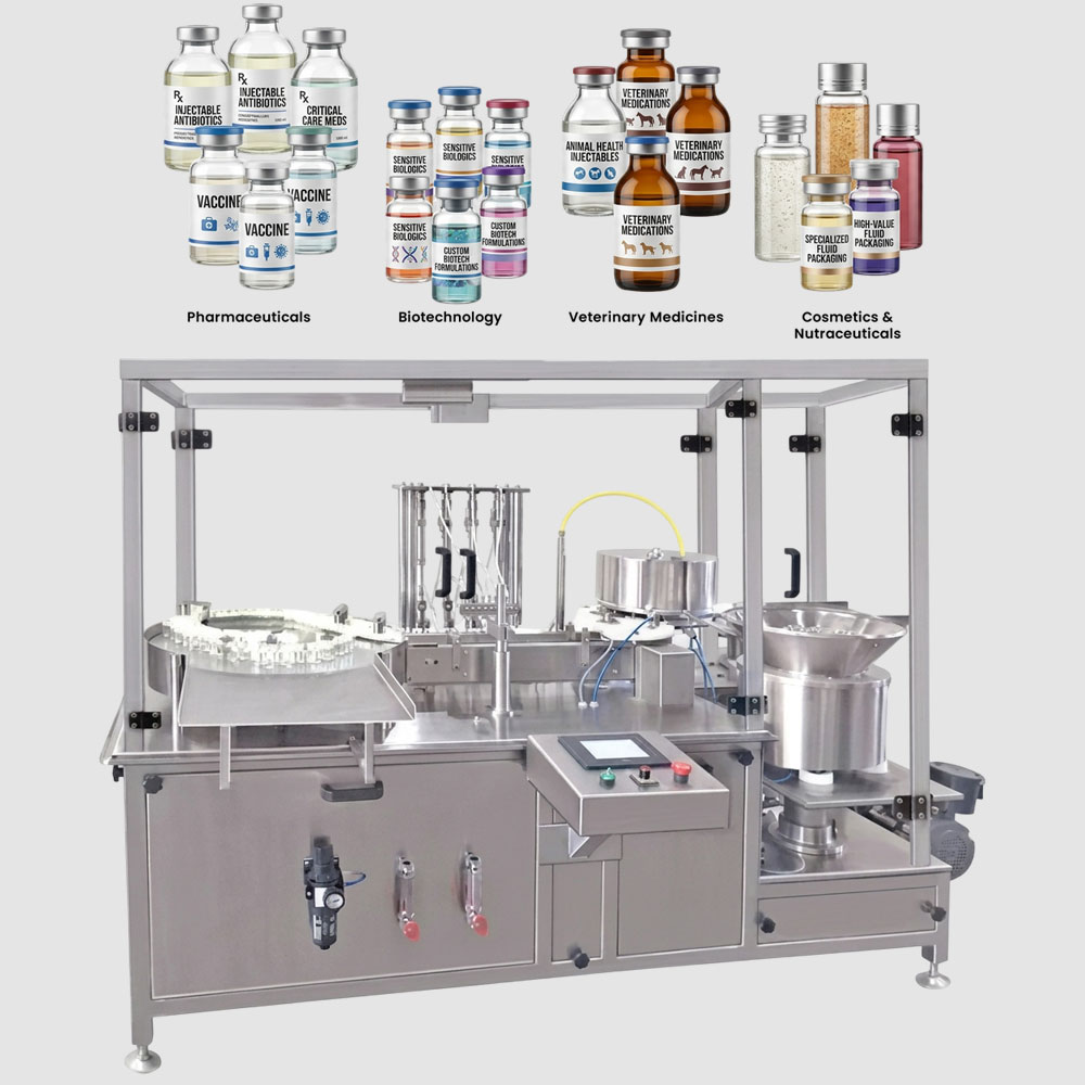 Four Head Liquid Vial Filling Stoppering Machine