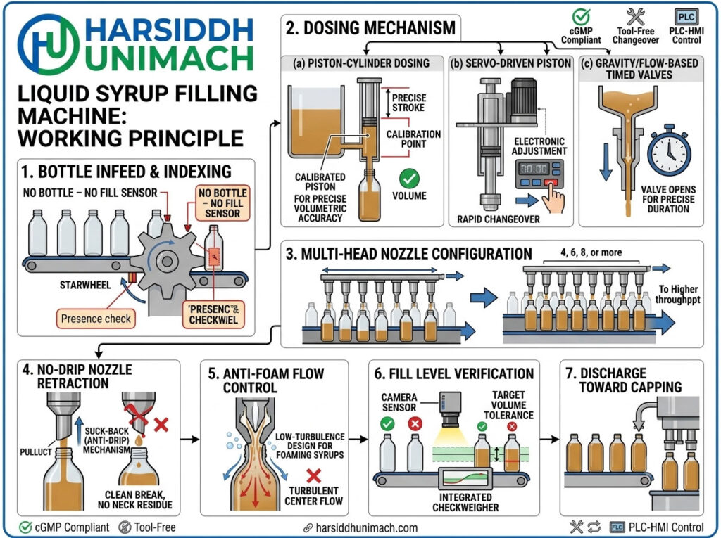 Liquid Syrup Filling Machine Working Principle