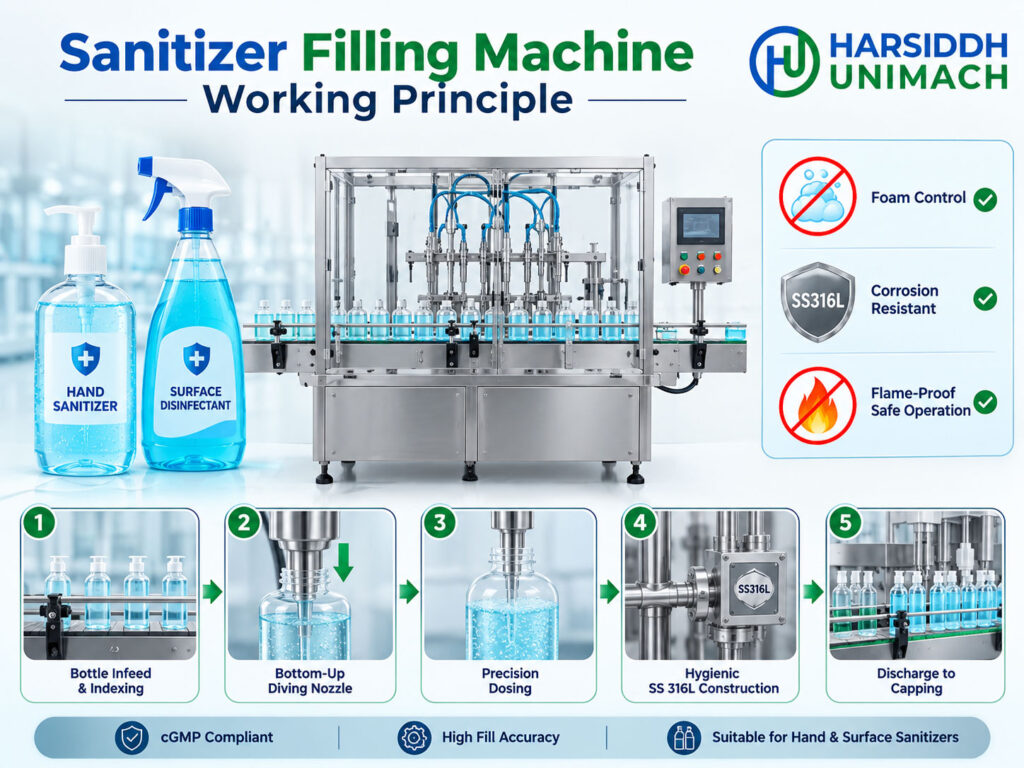 Sanitizer Filling Machine Working Principle