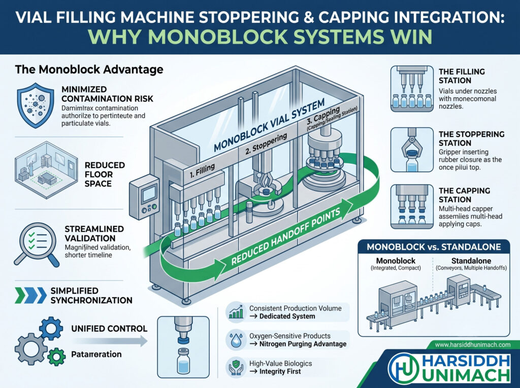 Vial Filling Machine Stoppering and Capping Integration