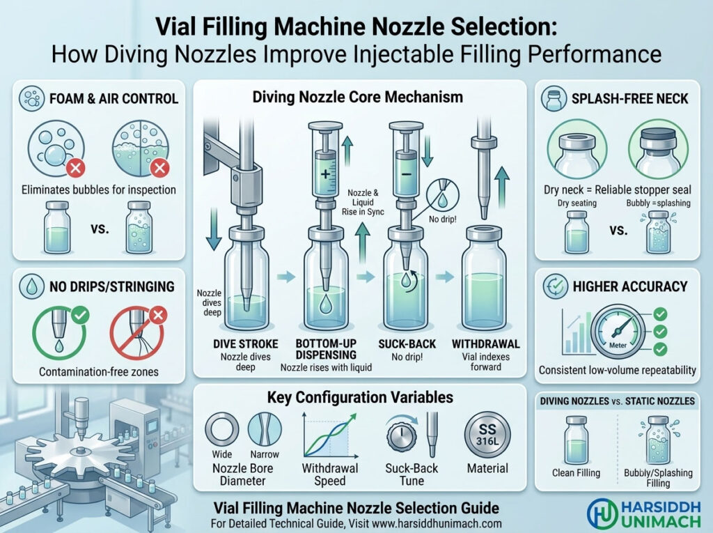 Vial Filling Machine Nozzle Selection: How Diving Nozzles Improve Injectable Filling Performance