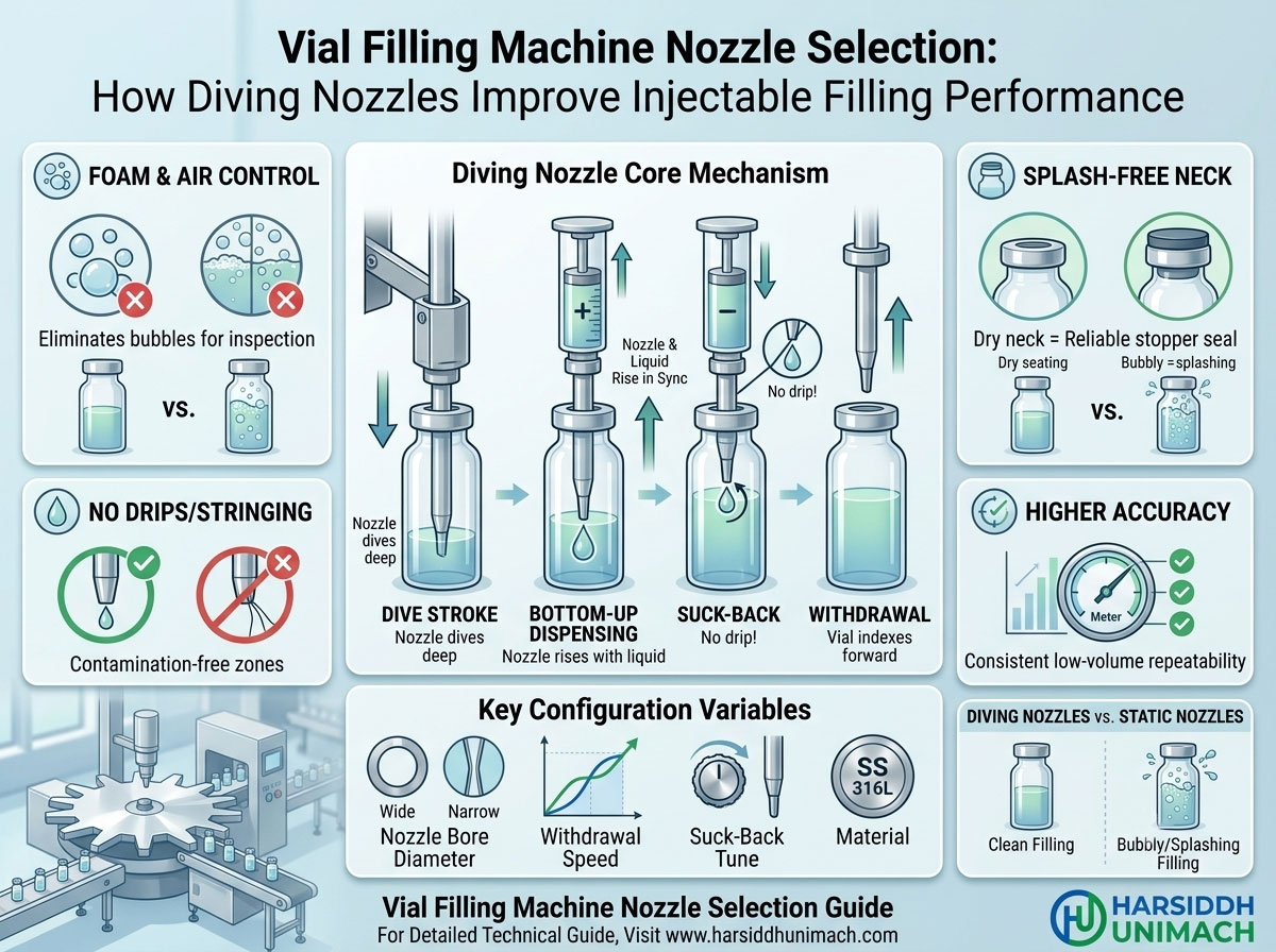 Vial Filling Machine Nozzle Selection: How Diving Nozzles Improve Injectable Filling Performance